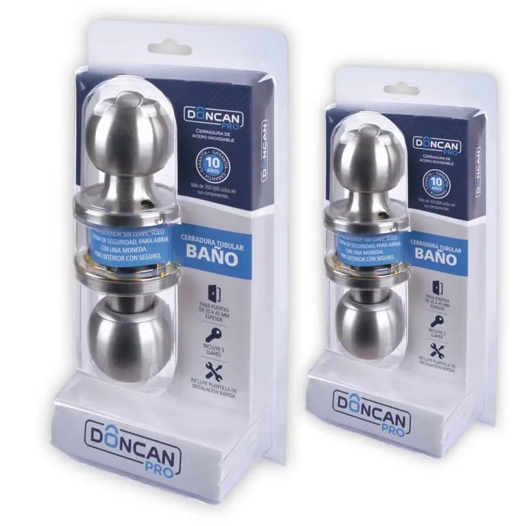 Pack de 2 Cerraduras de Bano Doncan Pro de Acero Inoxidable