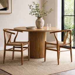 Set 2 Sillas de Comedor Wishbone Makati Acero Ratan