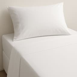 Sabanas 1,5 Plazas Algodon Giza Percale Egipcio 300 Hilos Liso Blanco