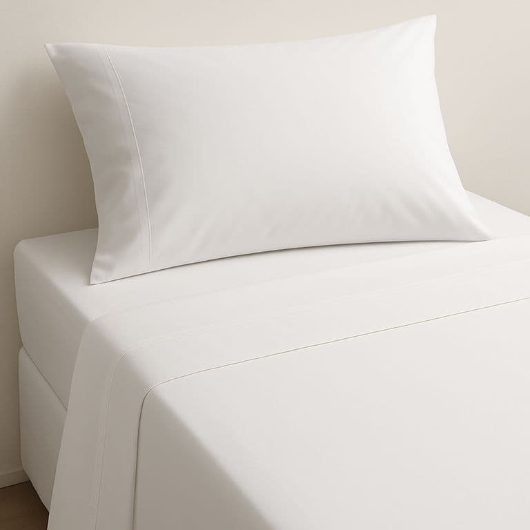 Sabanas 1,5 Plazas Algodon Giza Percale Egipcio 300 Hilos Liso Blanco