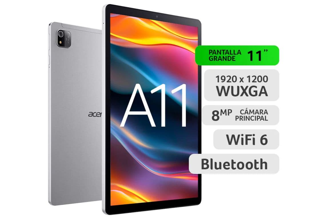 Tablet Iconia TAB A11-11-A6D7-1 Android 14 11" IPS 1200 x 1920 128GB Almacenamiento 4GB RAM GPS