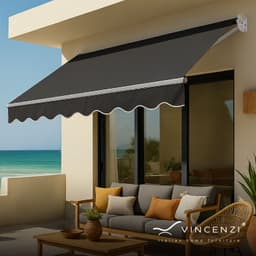 Toldo Retractil 200x150 Cm Grafito Brazo Manual Para Terraza Gris Oscuro