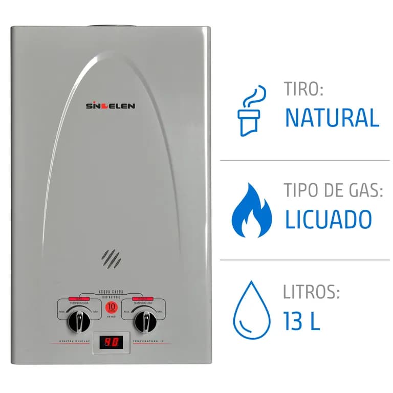 Calefont 13 Litros Gas Licuado Tiro Natural CFN-13GLSI