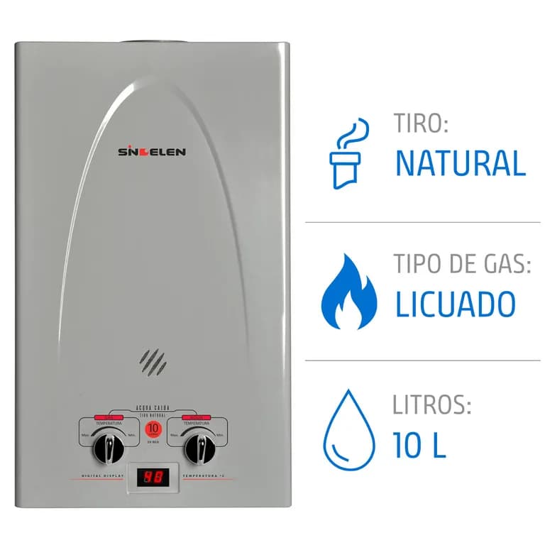 Calefont 10 Litros Gas Licuado Tiro natural CFN-10GLSI