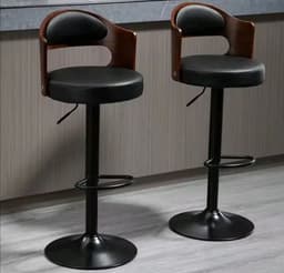 Pack 2 Sillas Bar De Luxe Madera con Respaldo Boscco Negro/Negro