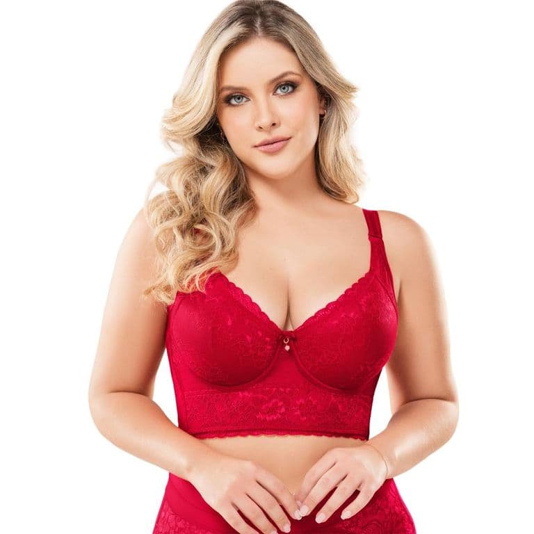 Sosten Push Up Encaje Tull Rojo Candy Carmine - Rojo Rojo 36B
