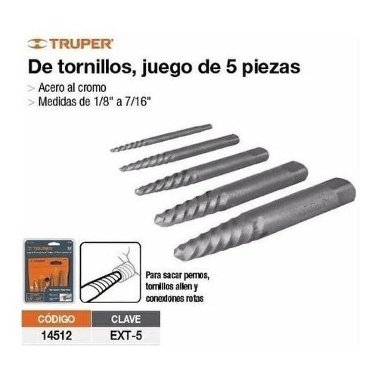 Juego Extractor De Tornillos 18 A 34 5 Pzs Ext-5 - Multicolor