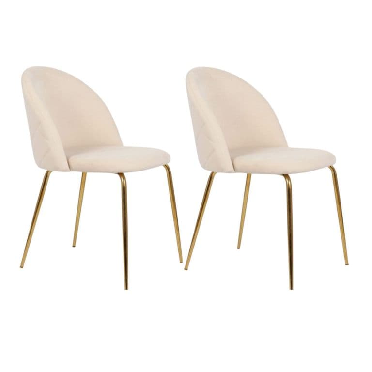 Pack 2 Silla de terciopelo elegante living o comedor Gold- Beige