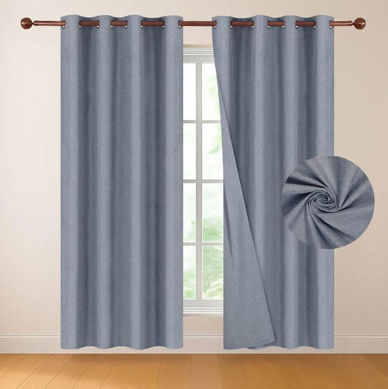 Cortina 100% Blackout 220x140 Look Lino Set 2 Panos - Azul - 220 x 140