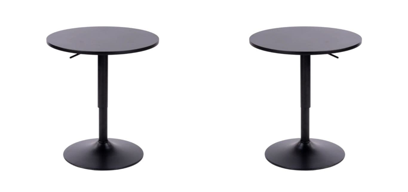Pack 2 Mesas Bar Altura Regulable 60cm Color Negro/Negro