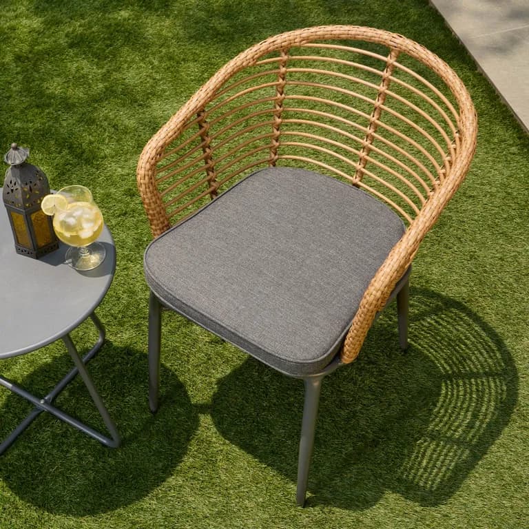 Set x2 Silla Exterior con Cojin Lumpur Ratan Sintetico Jardin y Terraza