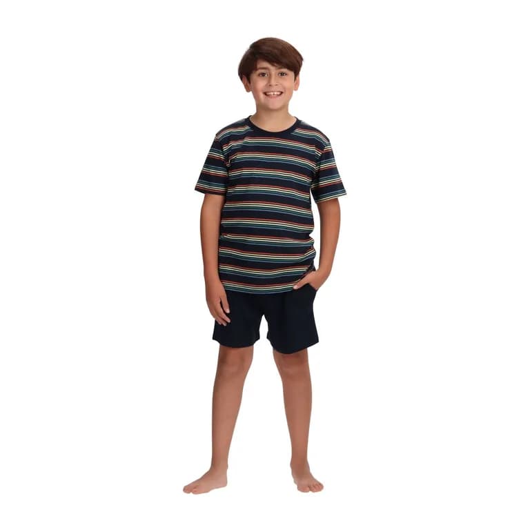 Pijama Corto Bambu Infantil Juvenil Azul 4