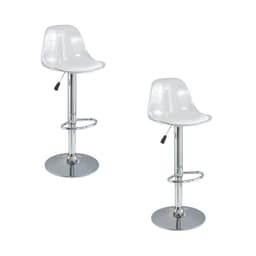Pack 2 Sillas Piso Bar Blanca Regulable Respaldo YC228 Provi Blanco