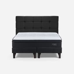 Cama Europea Tempo 2 Plazas x 2.00mt Base Dividida + Respaldo Issey Grafito