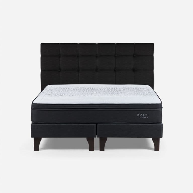 Cama Europea Tempo King x 2.00mt Base Dividida + Respaldo Issey Grafito