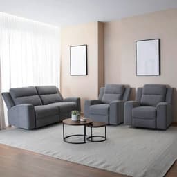 Living Reclinable Sofa 2 Cuerpos + 2 Bergers Electricos Montana Gris