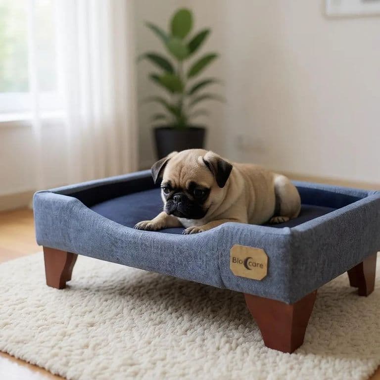 Cama de Mascotas - Talla S (55x40 cm) / Patas De Madera 11 cm (Gris)