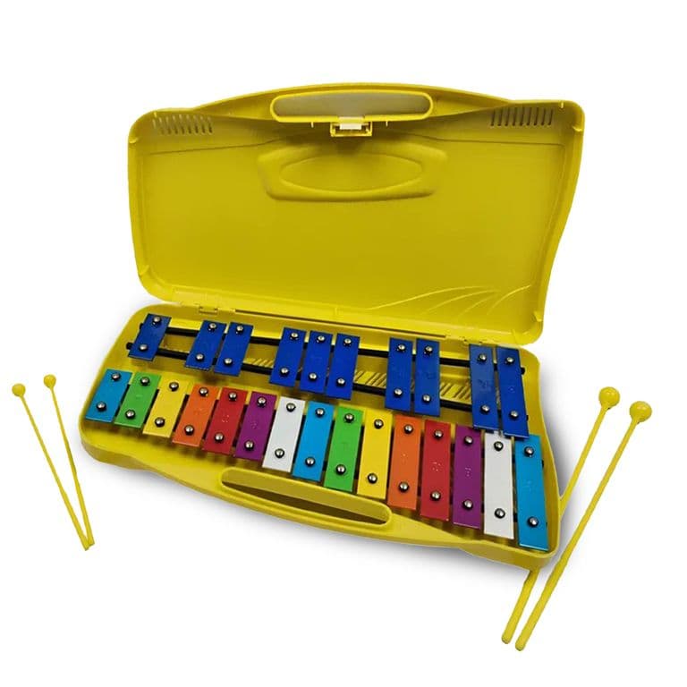 Xilofono 25 Notas Cromatico Amarillo + Baquetas