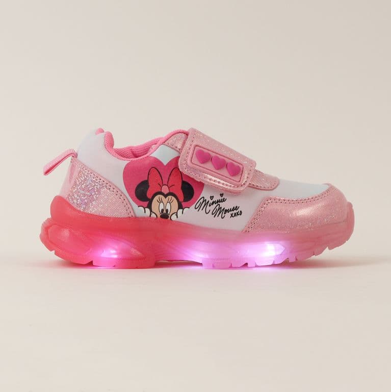 Zapatillas Con Luces Nina Minnie Corazones Rosado Rosa 22