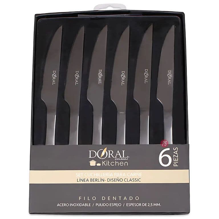 Juego 6 Cuchillos Carne Berlin Acero Inoxidable - PS