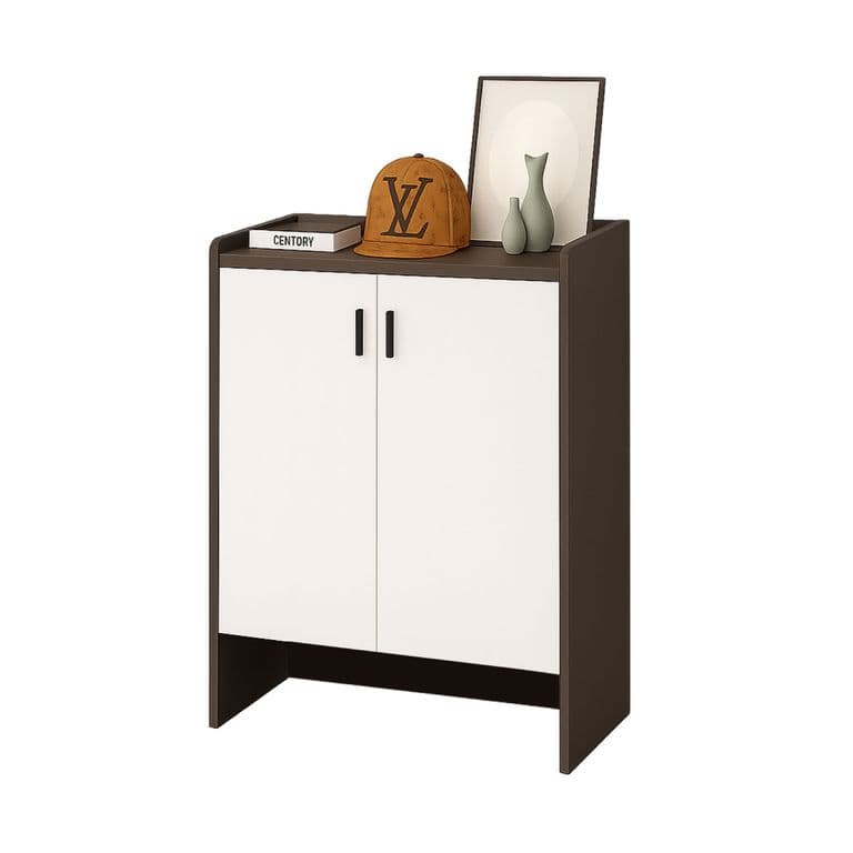 Zapatero Grey 2 Puertas Organizador 3 Estante 81x61x32 Cm