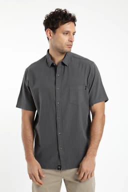 Camisa hombre manga corta texture classic 100% algodon organico Grafito M