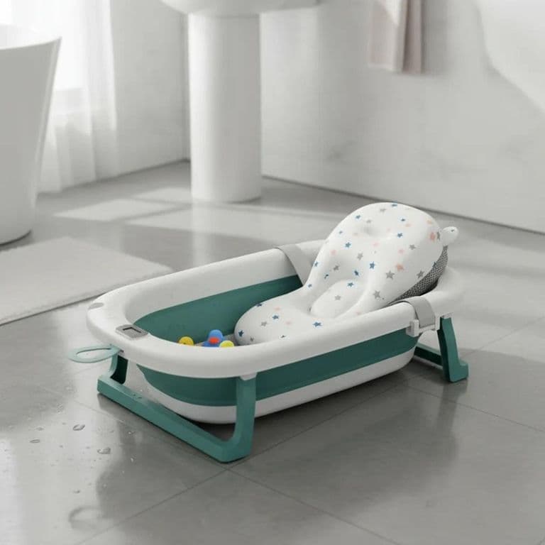Banera Plegable Bebe + Malla + Termometro - Verde Banera Digital