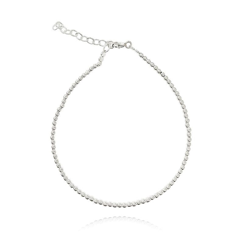 Pulsera Bolitas 2mm Plata Fina 925 Plateado TALLA UNICA