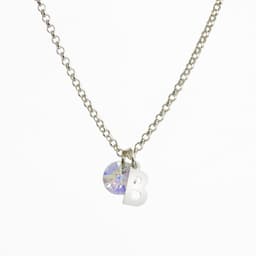 Cadena de Plata con Inicial y Cristal - B Plateado TALLA UNICA