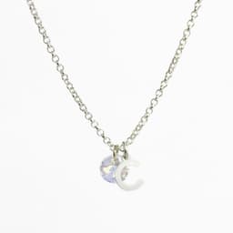 Cadena de Plata con Inicial y Cristal - C Plateado TALLA UNICA