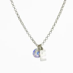 Cadena de Plata con Inicial y Cristal - E Plateado TALLA UNICA