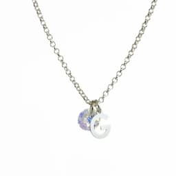 Cadena de Plata con Inicial y Cristal - G Plateado TALLA UNICA