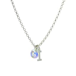 Cadena de Plata con Inicial y Cristal - I Plateado TALLA UNICA