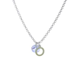 Cadena de Plata con Inicial y Cristal - O Plateado TALLA UNICA