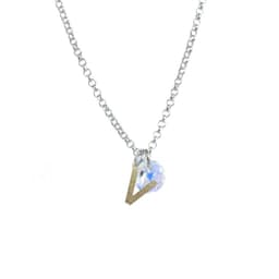 Cadena de Plata con Inicial y Cristal - V Plateado TALLA UNICA