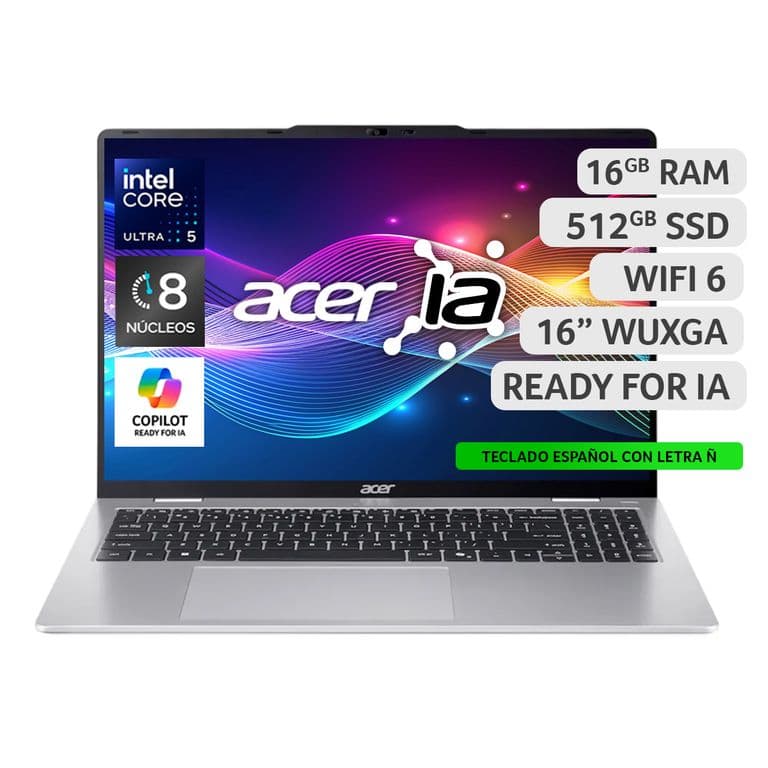 Notebook Aspire Lite IA AL16-53P-578Y-1 Intel Core Ultra 5 16GB RAM 512GB SSD 16" WUXGA