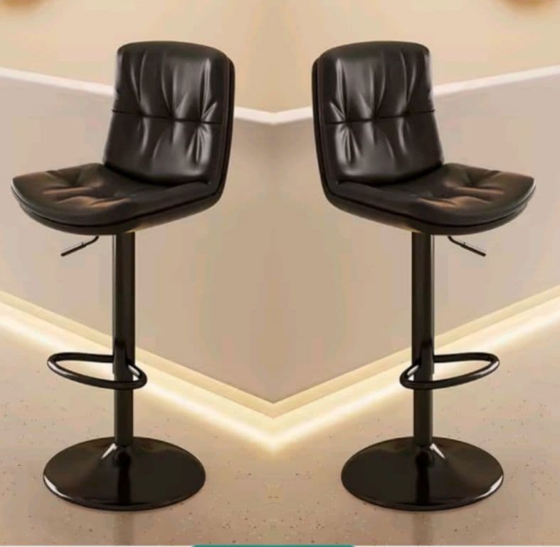 Pack 2 Sillas Bar Nordica Ecocuero Color Negro