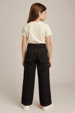 Pantalon Jeans Cargo Nina Moda Urbana Azul 6