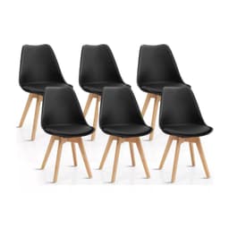 Pack 6 sillas de comedor cuero sintetico negro acolchada Tulip