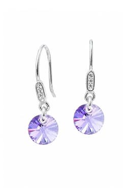 Aros Punto De Luz Circon Plata 925 creado con cristales de Swarovski Violet Lila Claro TALLA UNICA