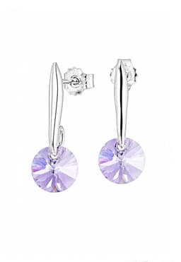 Aros Punto De Luz Plata 925 creado con cristales de Swarovski Violet Violeta TALLA UNICA