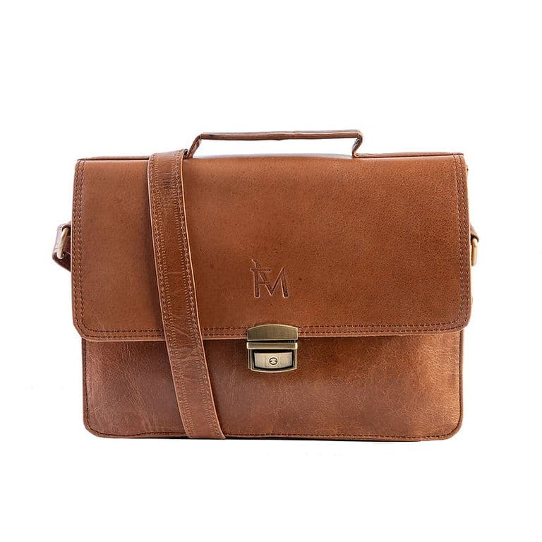 Bolso Bandolera de cuero natural color marron elegante Marron Claro TALLA UNICA