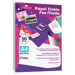 Papel Doble Faz Matte A4 200gr 50 Hojas - Blanco
