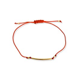 Pulsera Tubo Mostacilla Enchapado Oro 18K Cordon Rojo Rojo TALLA UNICA