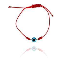 Pulsera Ojo Turco Cristal Celeste Bolas Plata Fina 925 Cordon Rojo Rojo TALLA UNICA