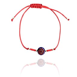 Pulsera Cristal Murano Flor Bolas Plata Fina 925 Cordon Rojo Rojo TALLA UNICA