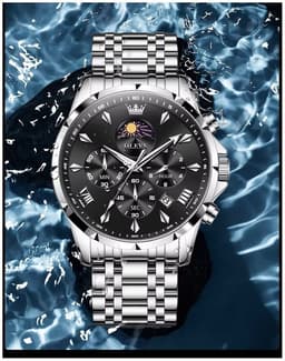 Reloj Deportivo de Cuarzo 42mm con Cronografo Calendario Plateado TALLA UNICA