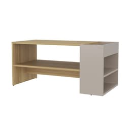 Mesa Centro 42x91x45 Cm Beige Y Cafe Claro