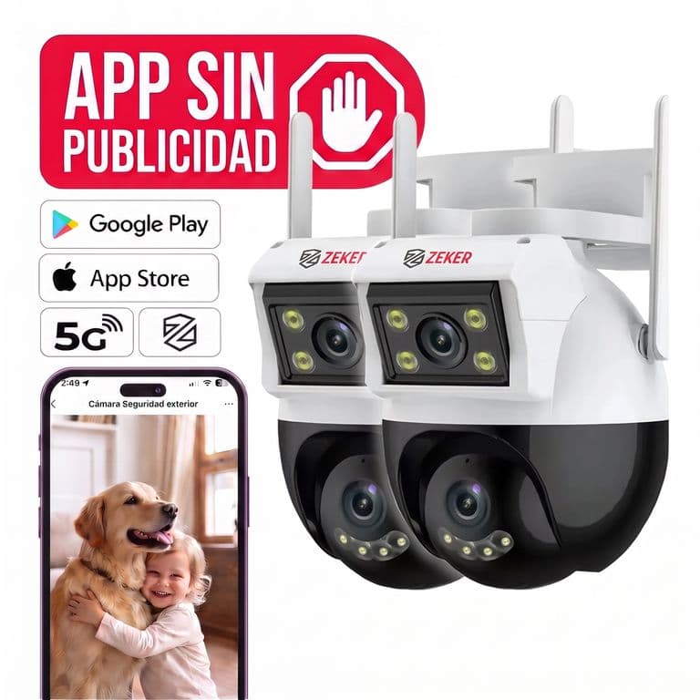Camara de Seguridad Domo 4MP 2.4Ghz Wifi Impermeable Exterior x2.