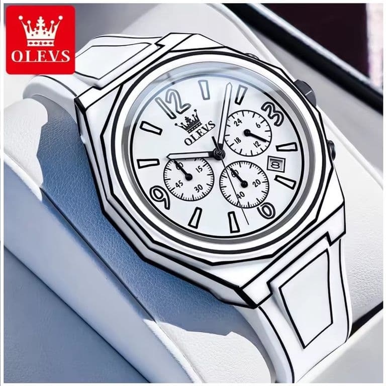 Reloj Multifuncional Estilo Manga Cuarzo Impermeable y Luminoso Blanco TALLA UNICA